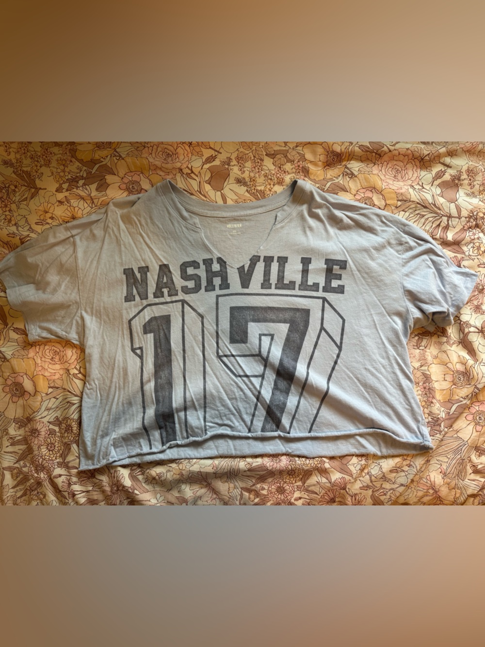 Hollister Light Blue Nashville 17 Cropped Tee